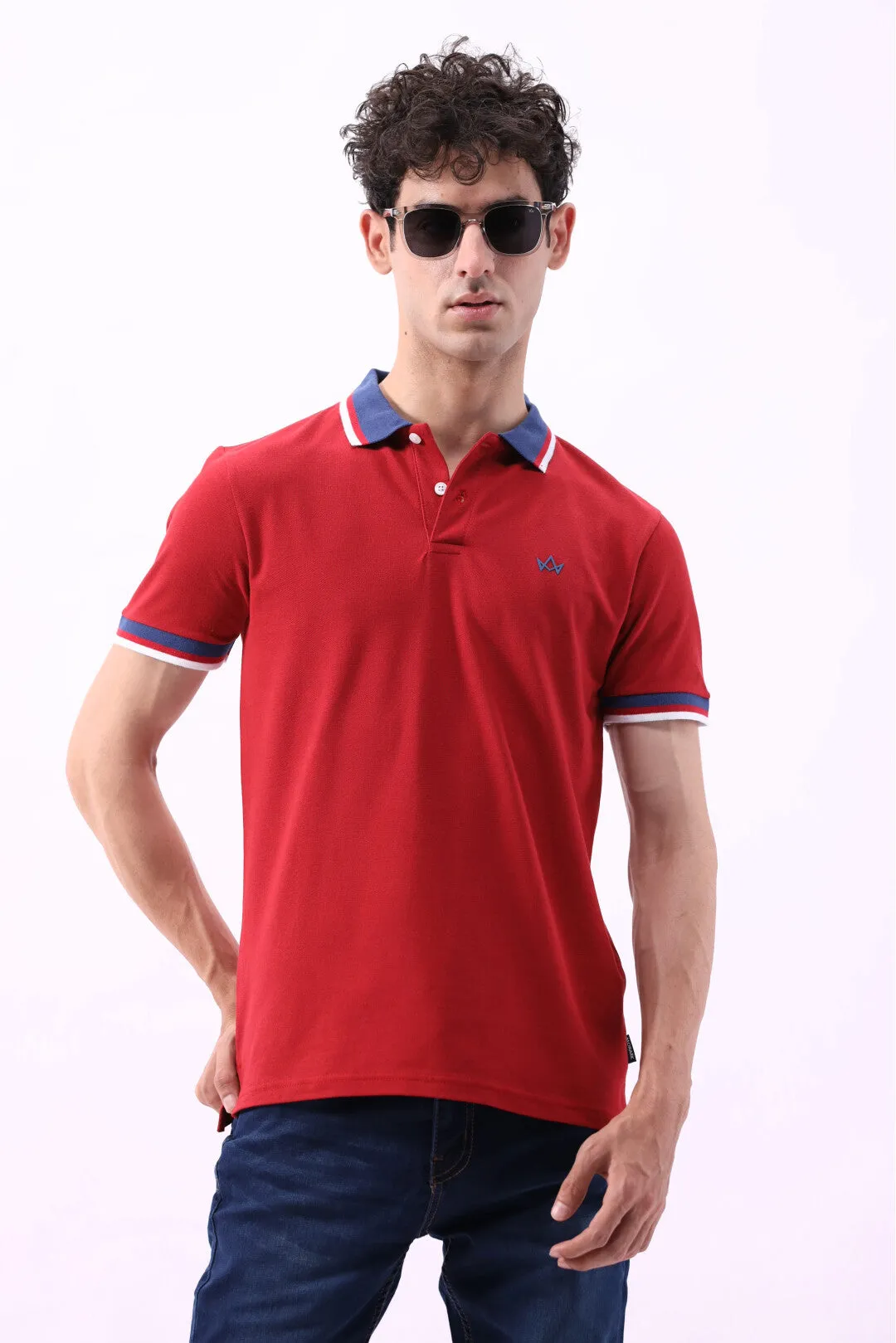 JACQUARD COLLAR PIQUE POLO