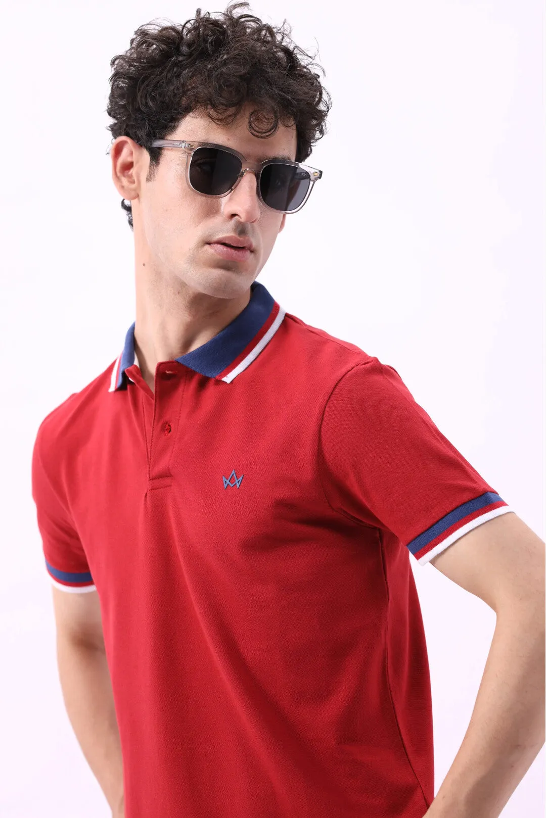 JACQUARD COLLAR PIQUE POLO