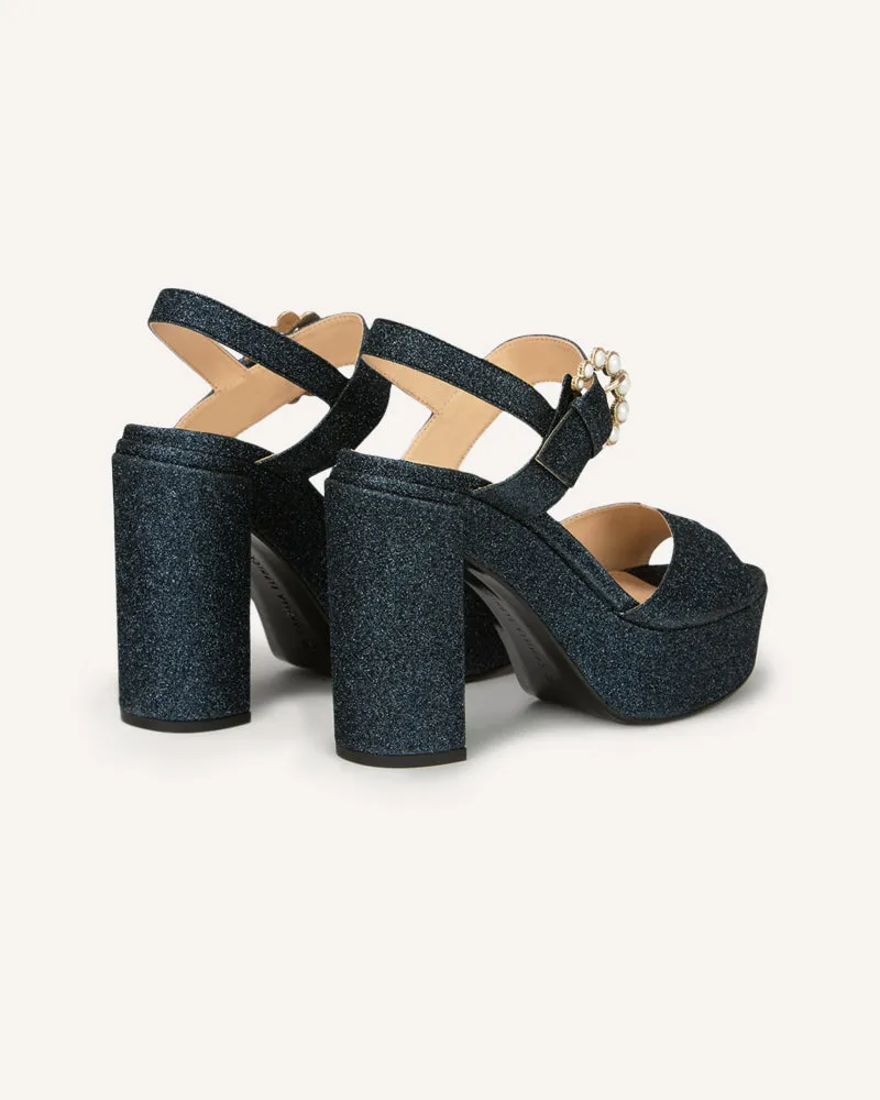 Jasmine Navy Glitter Platform Sandals