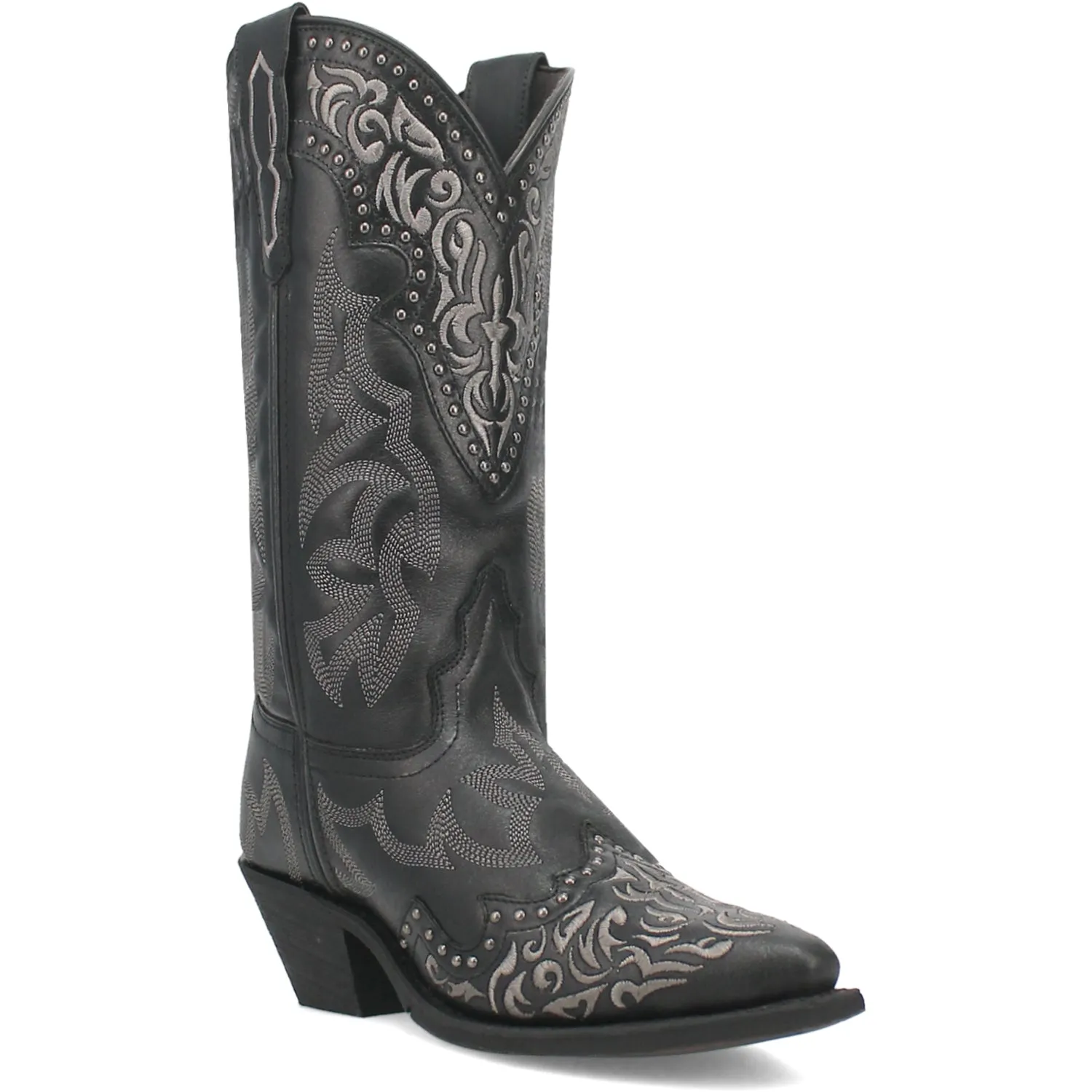 Laredo Womens Regan Black Leather Cowboy Boots 6.5 M