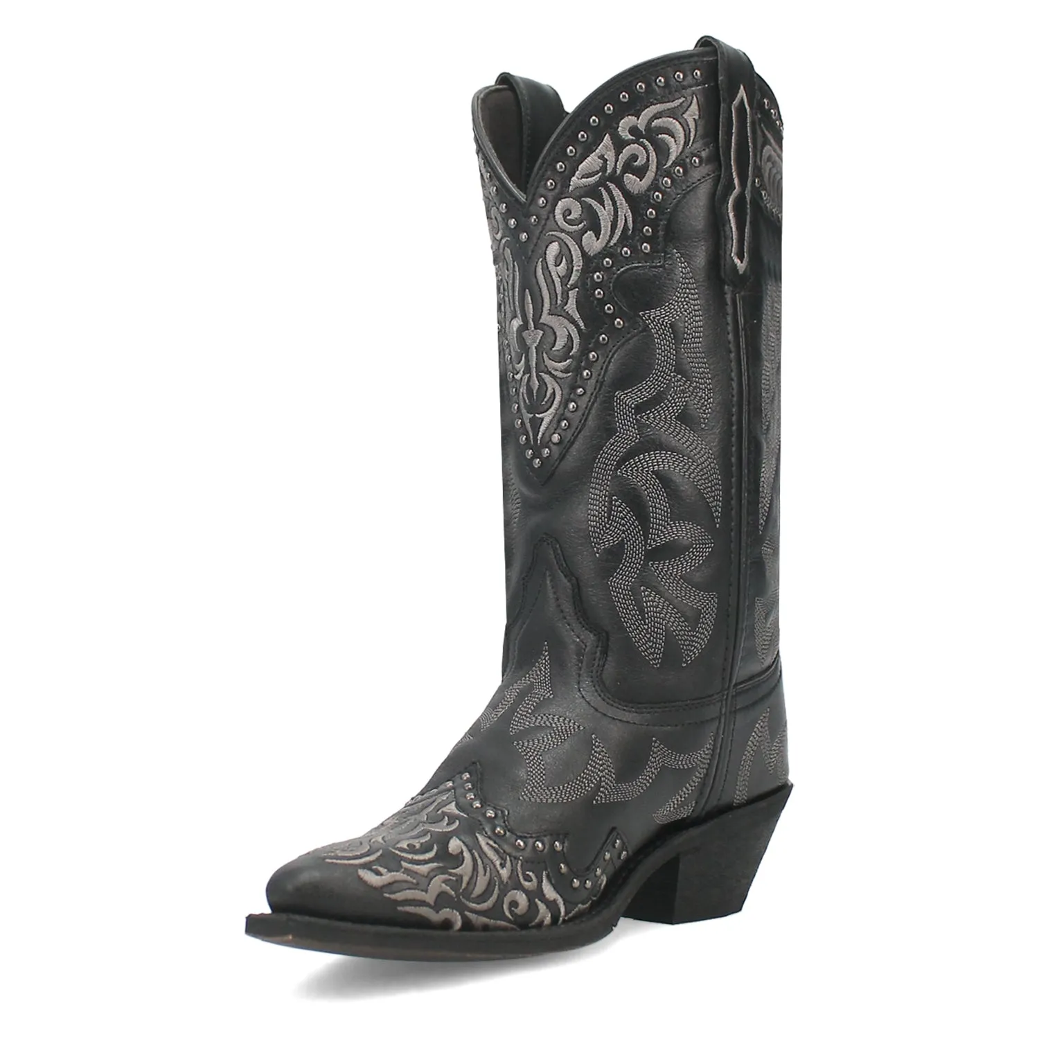 Laredo Womens Regan Black Leather Cowboy Boots 6.5 M