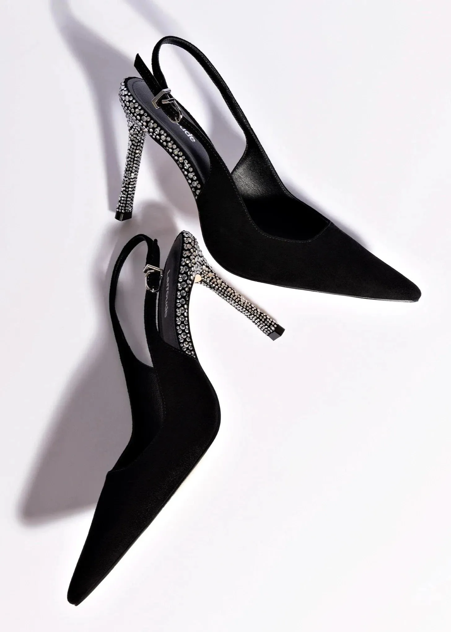 Larroude Kaitlan Crystal Pump In Black Suede