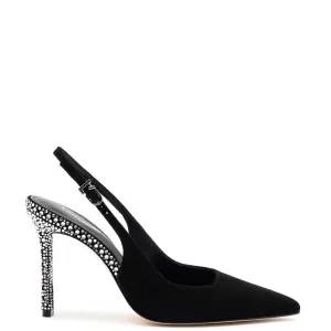 Larroude Kaitlan Crystal Pump In Black Suede