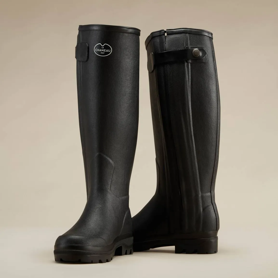 LE CHAMEAU Chasseur Boots - Ladies Leather Lined Full Zip - Black