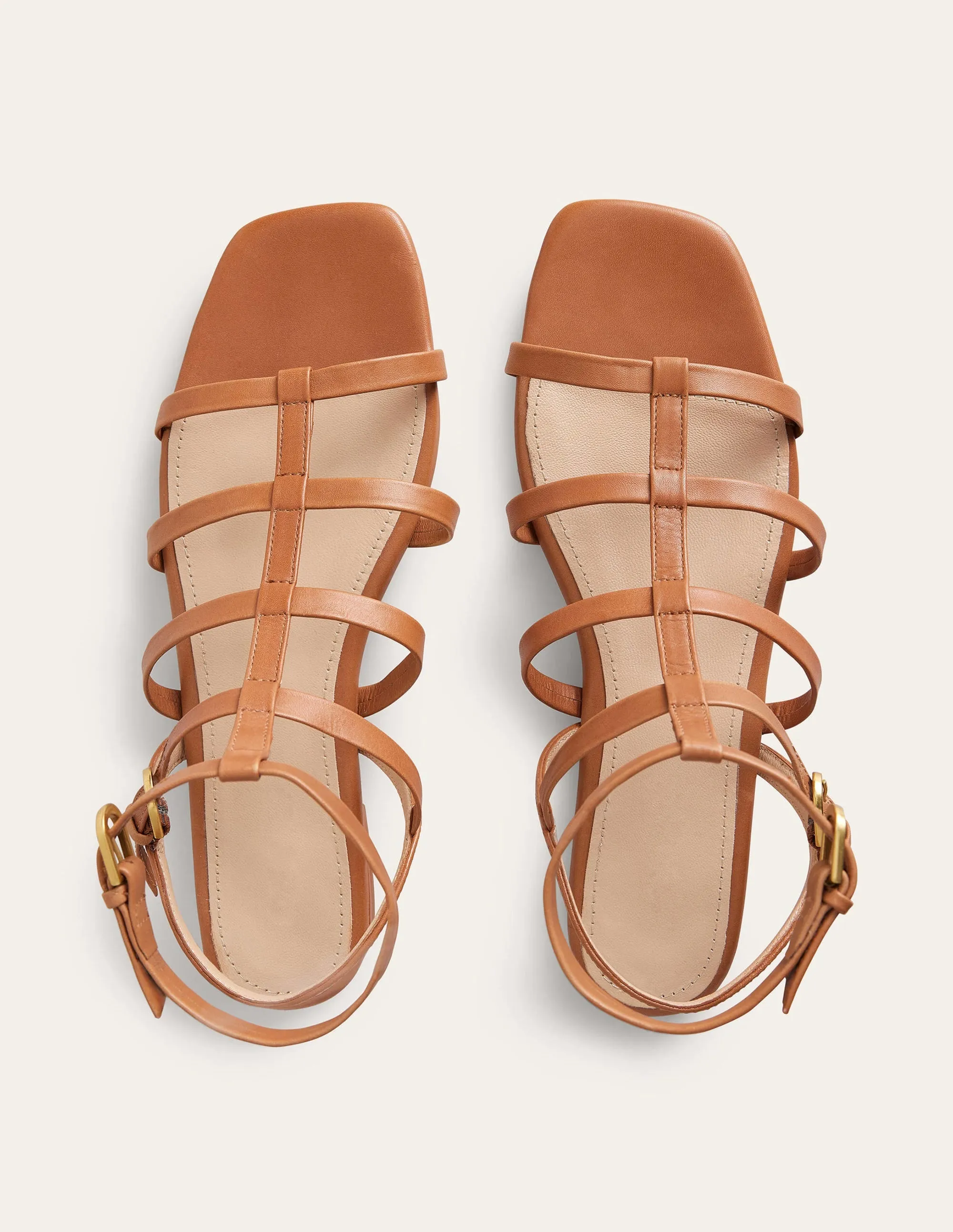 Leather Gladiator Sandals-Tan