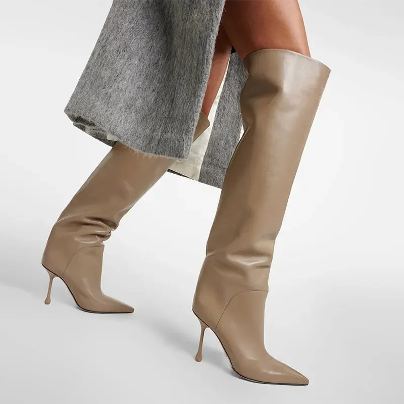 Leather High Knee High Boots | GINNY