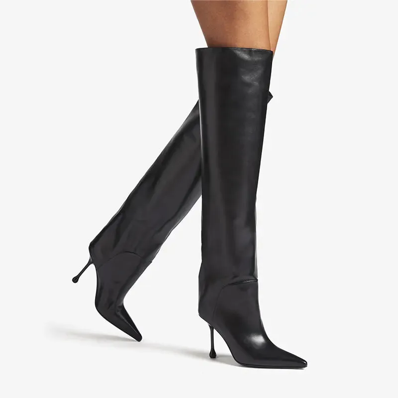 Leather High Knee High Boots | GINNY