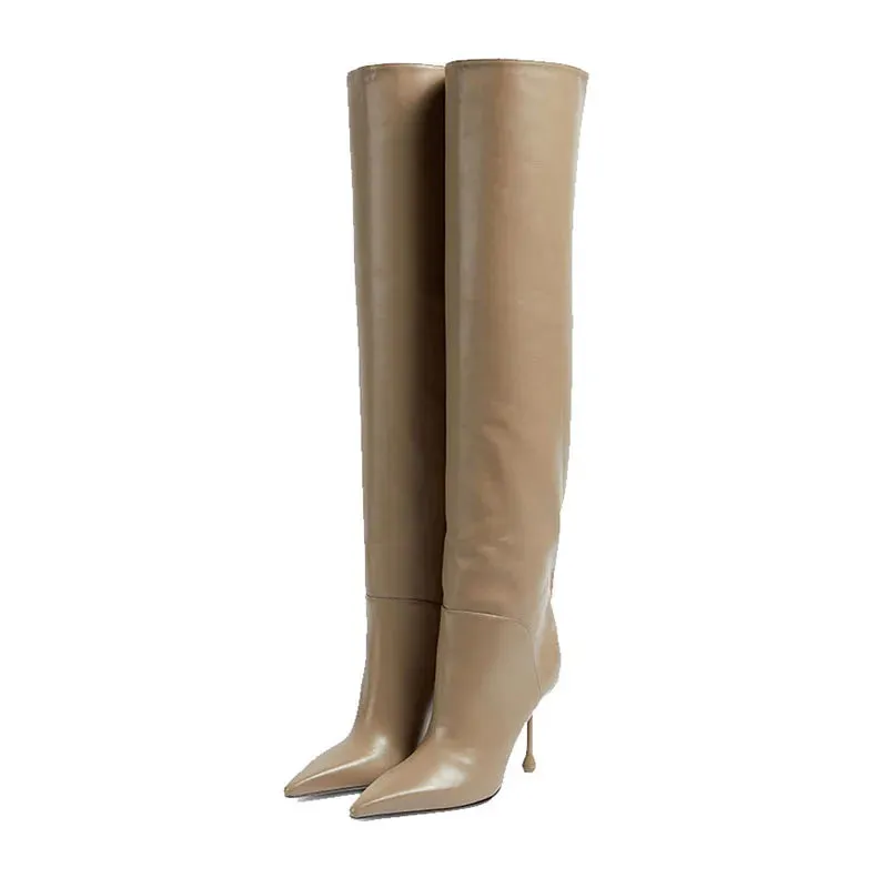 Leather High Knee High Boots | GINNY