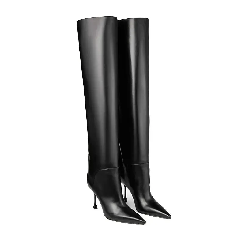 Leather High Knee High Boots | GINNY