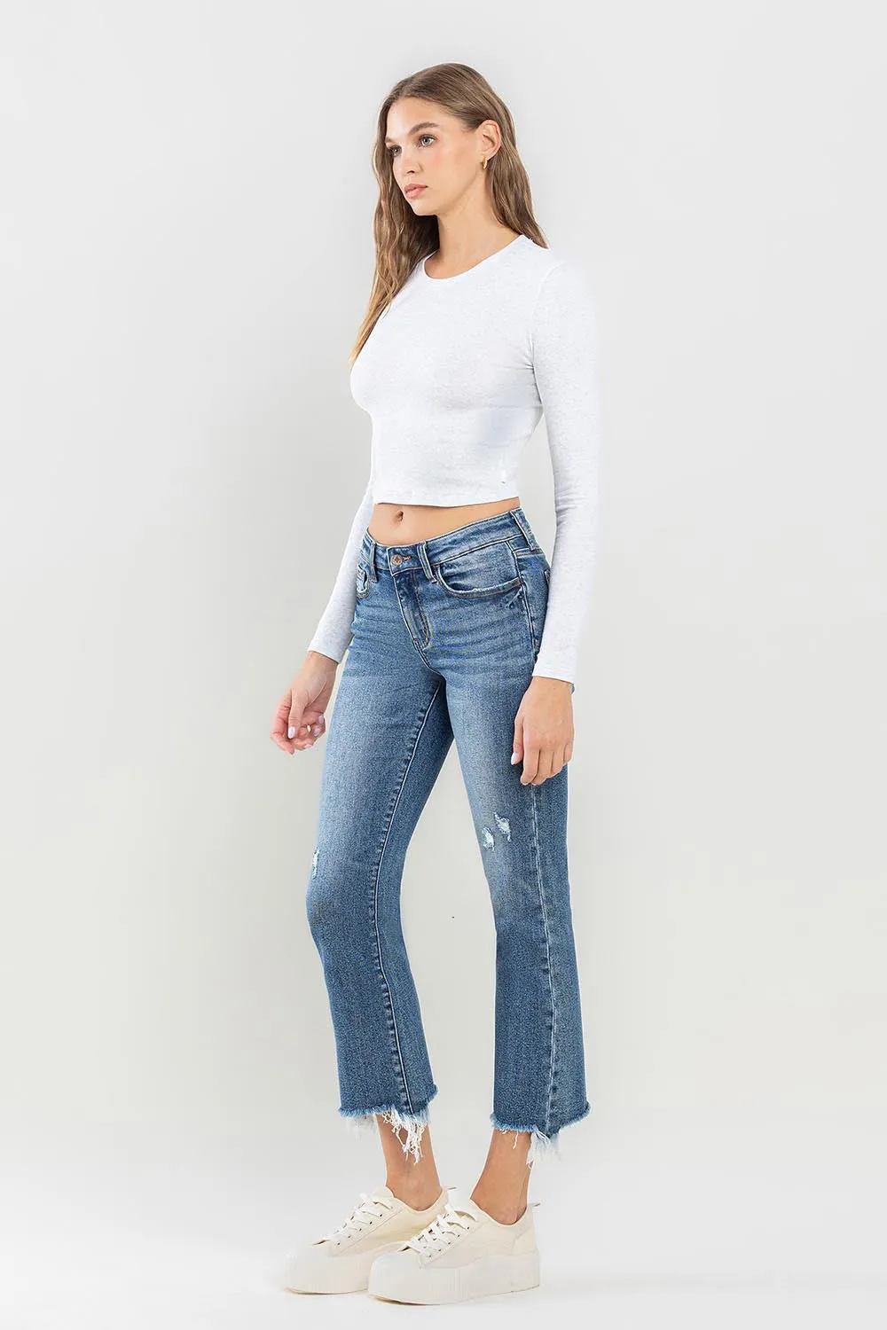 Lovervet Mid Rise Frayed Hem Jeans