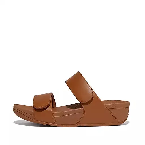 Lulu Adjustable Leather Slide in Light Tan