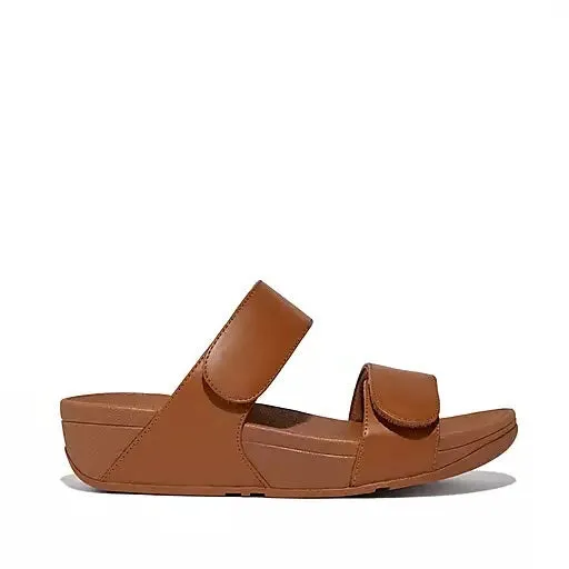 Lulu Adjustable Leather Slide in Light Tan