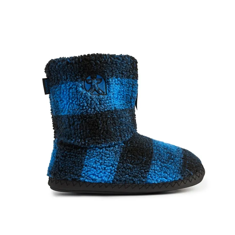 McQueen - Check Sherpa Men's Slipper Boot - Navy / Royal Blue Check