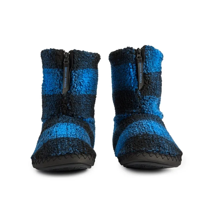 McQueen - Check Sherpa Men's Slipper Boot - Navy / Royal Blue Check