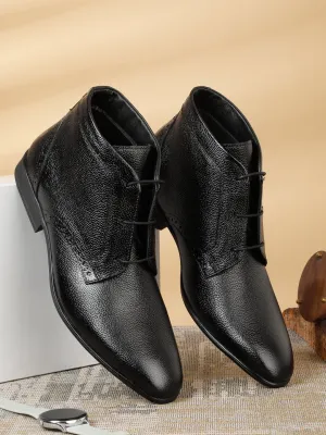 Men's Black Leather Lace-up Chukka Boots