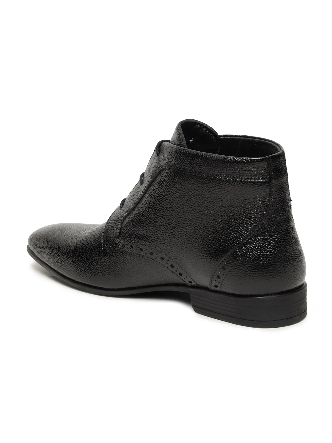 Men's Black Leather Lace-up Chukka Boots