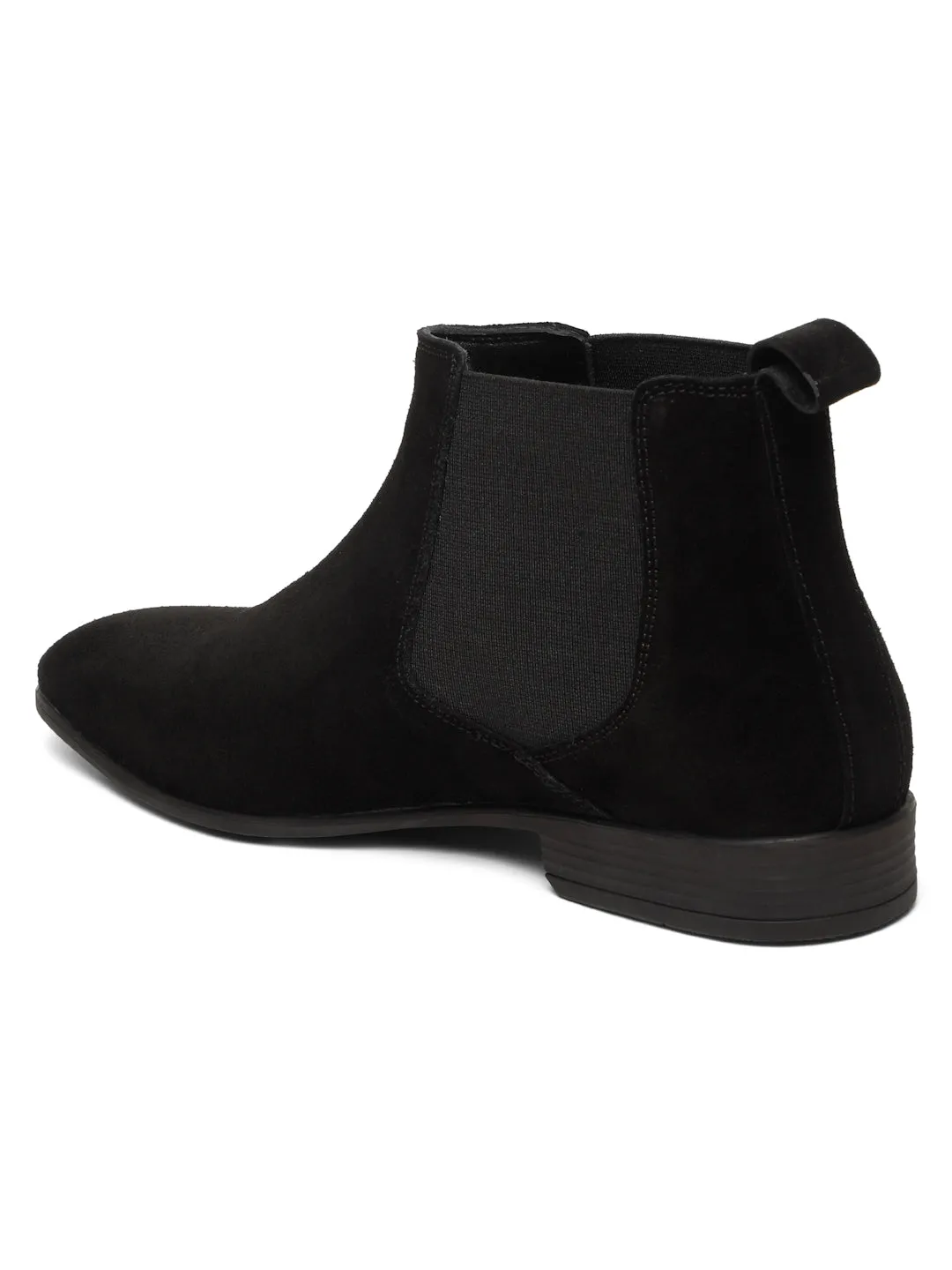 Men's Black Suede Leather Mid-Top Chelsea Boots