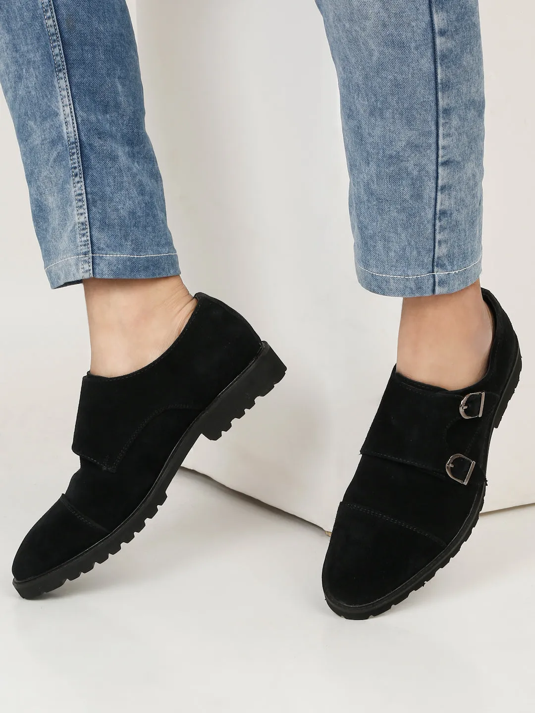 Men's Black suede Leather Moccasins shoes