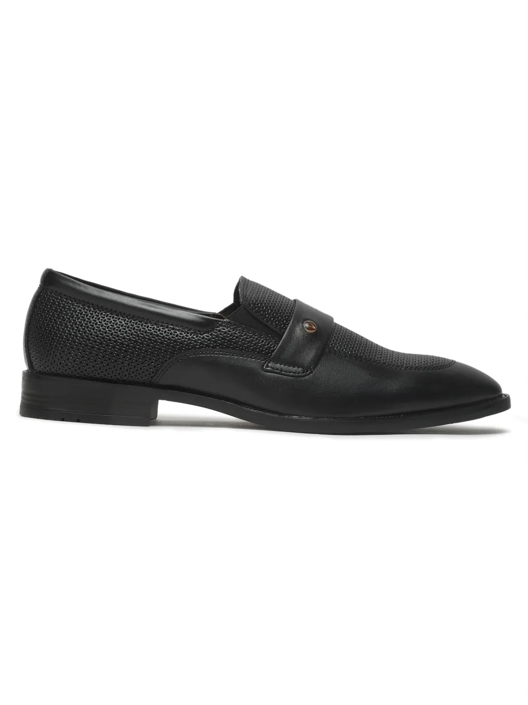 Men's Black Texture Leather Moccasins