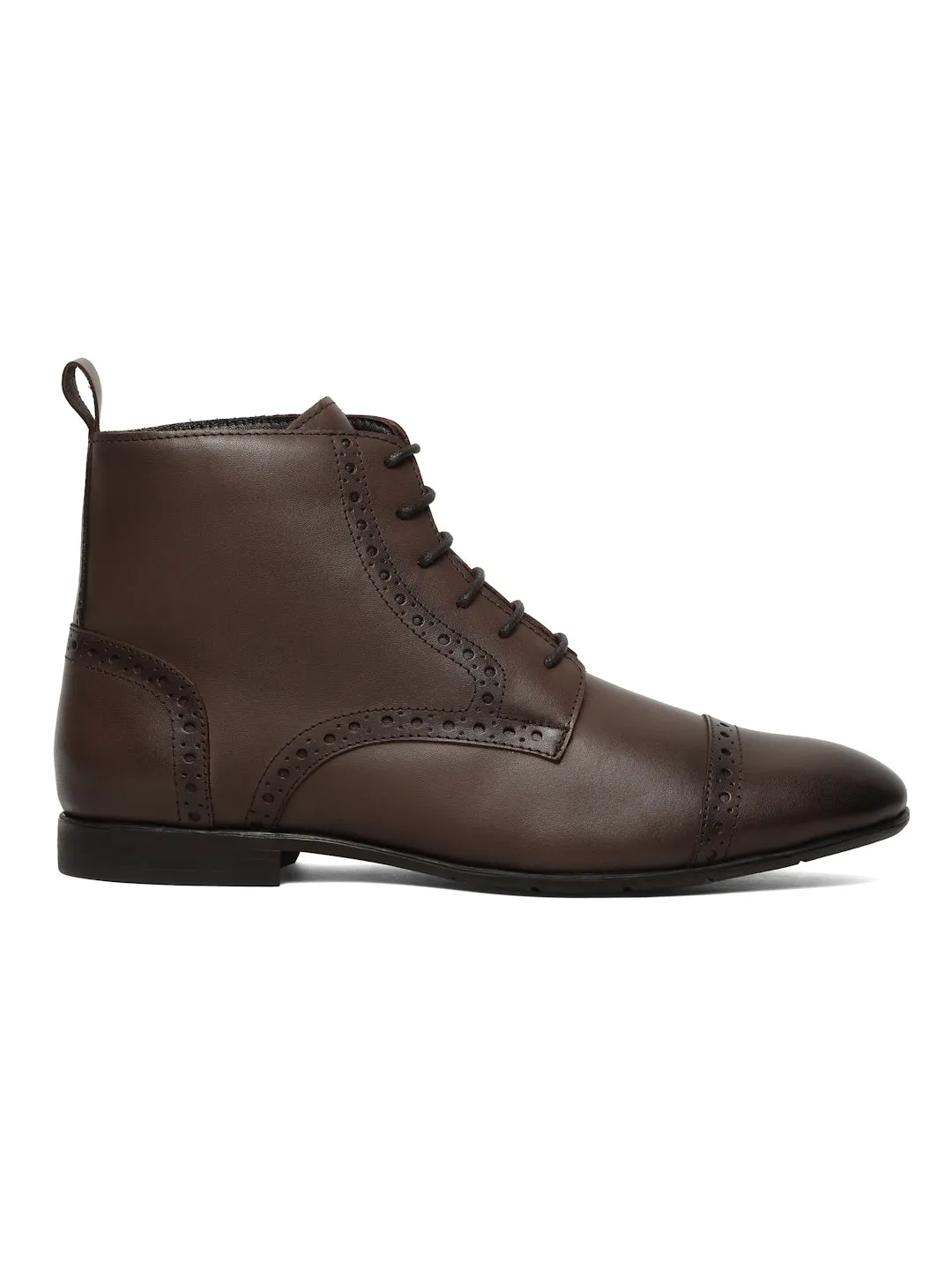 Men's Brown Laser Cut-Work Leather Chukka Boots