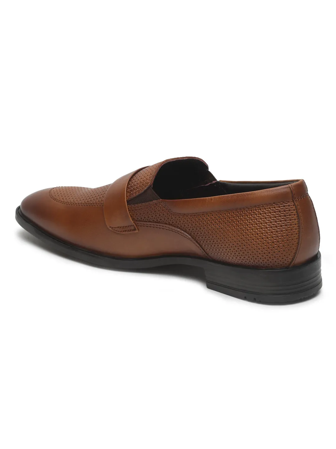 Men's Brown Texture Leather Moccasins