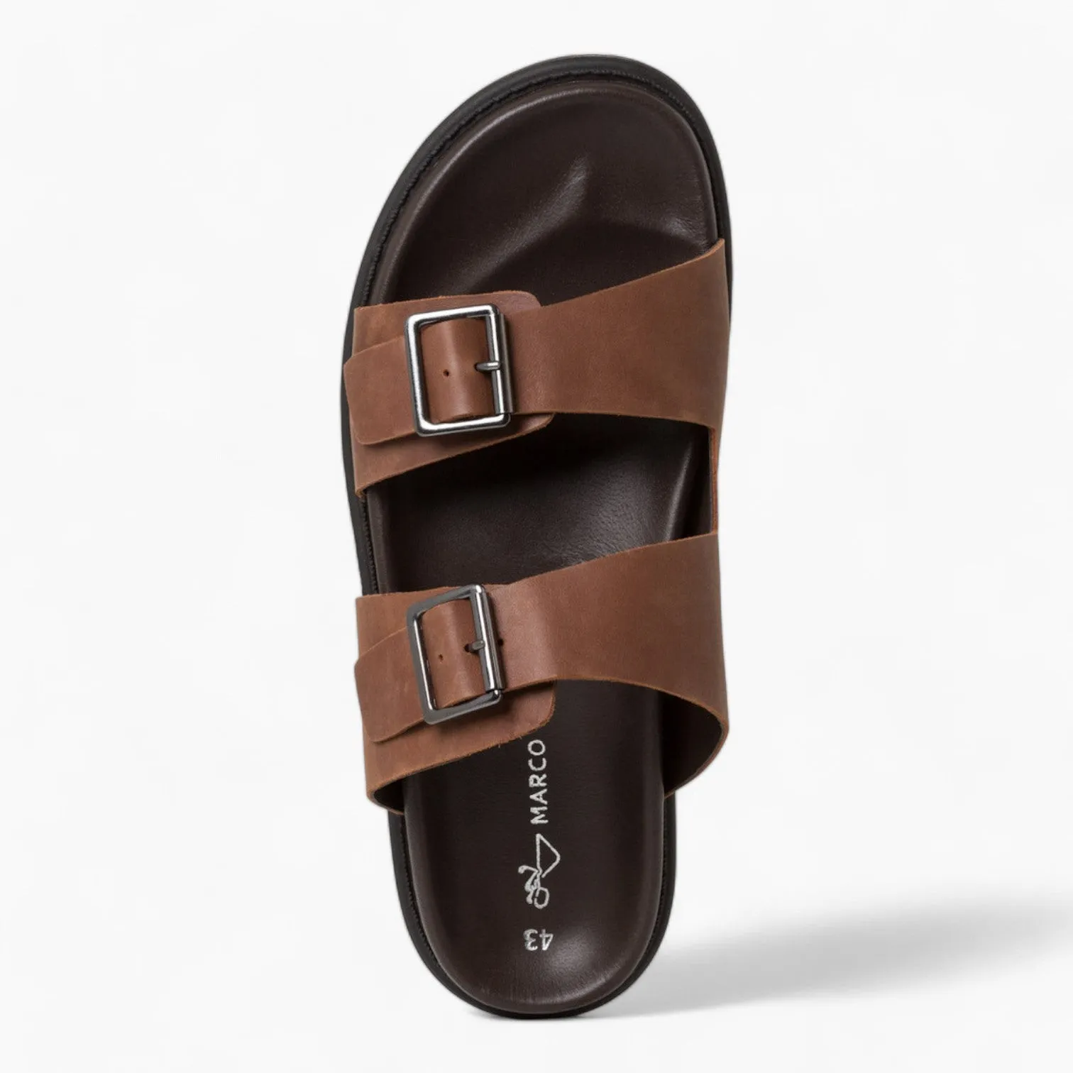 Men's Double Strap Leather Sandals with Adjustable Buckles