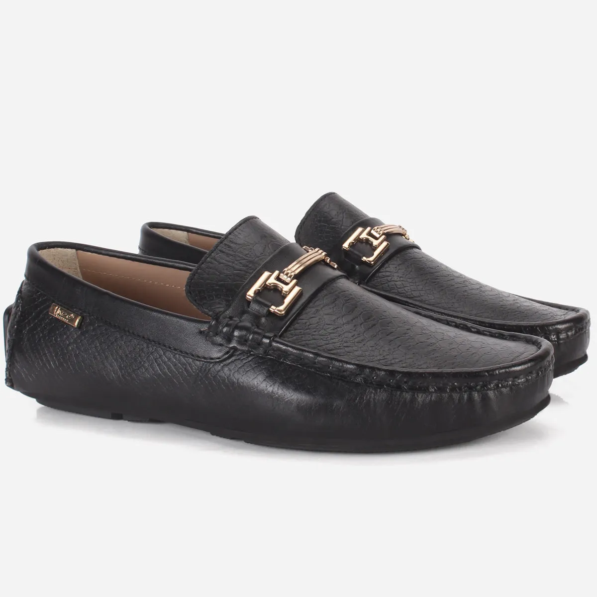 Men's "ALPHA" Textured Leather Moccasins Shoes