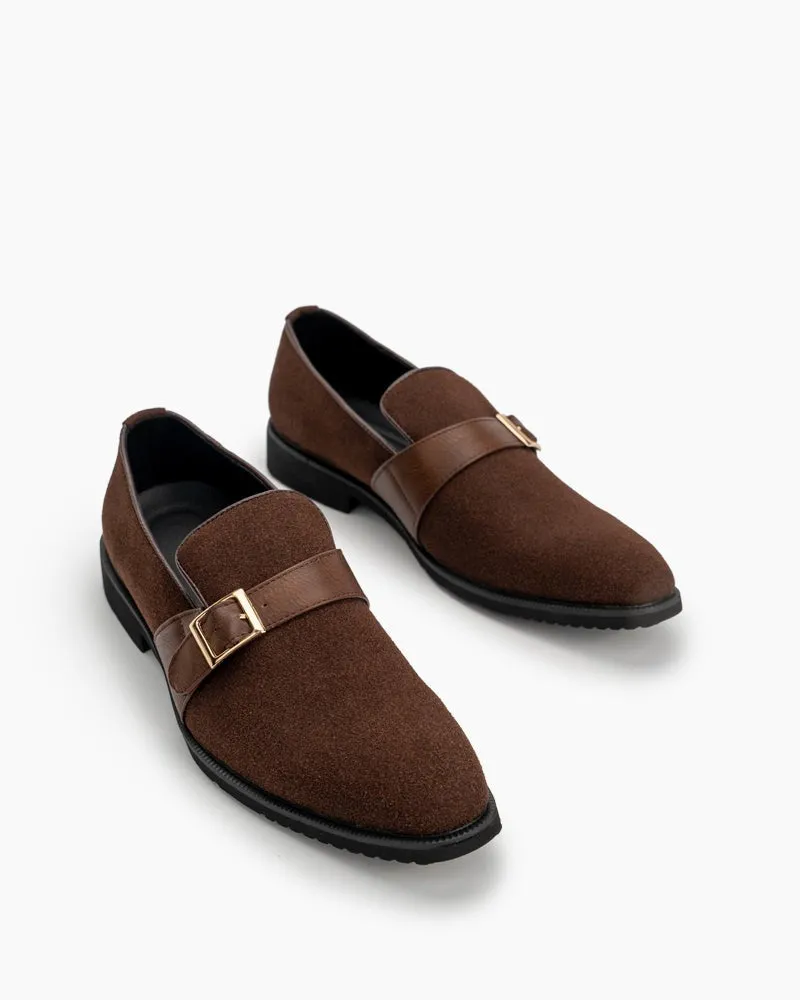 Men's Slip On Monk-Strap Suede Slipper Penny Moccasin Loafers