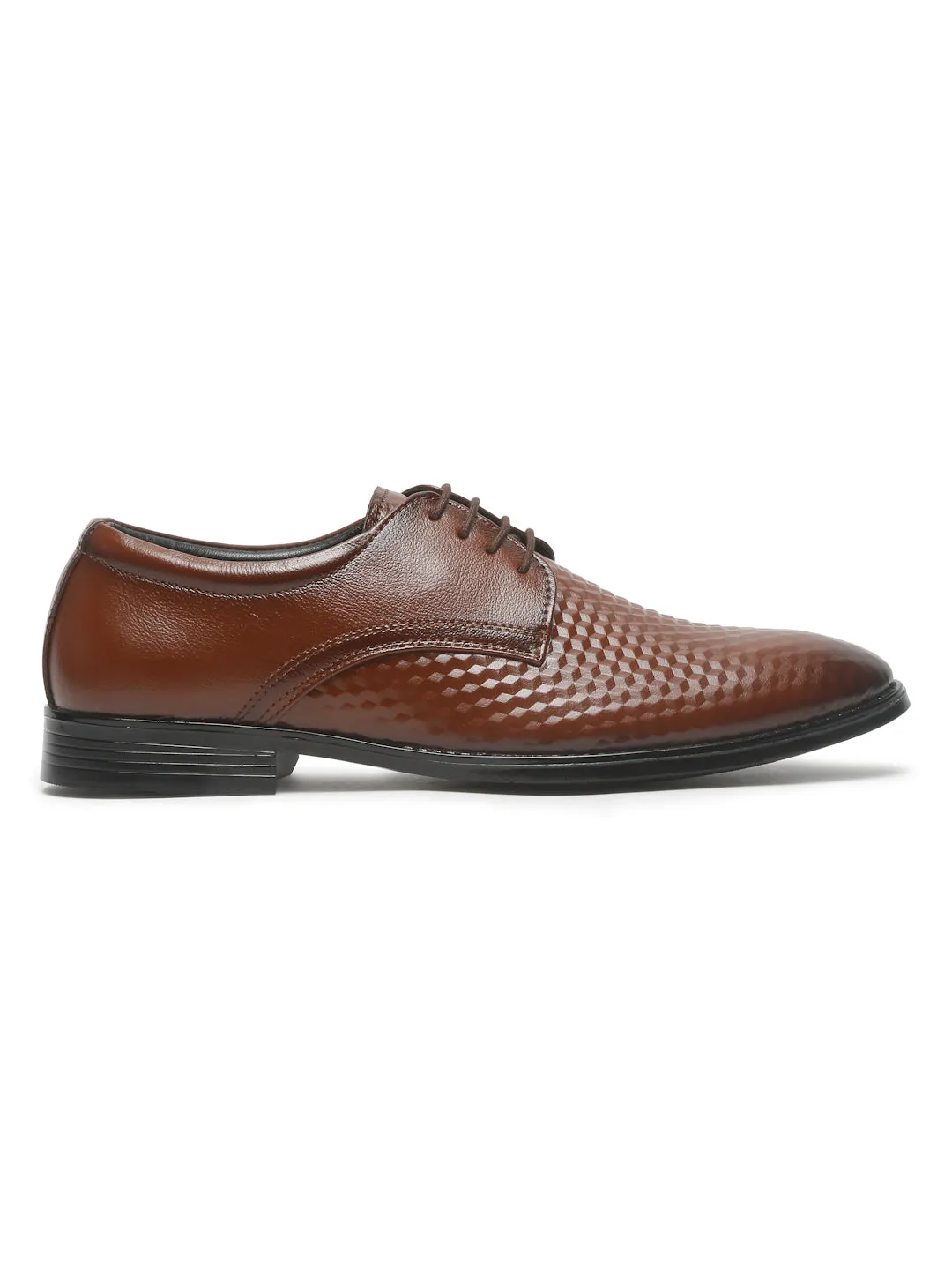 Mens's Brown Patterned Texture Leather Formal Shoes