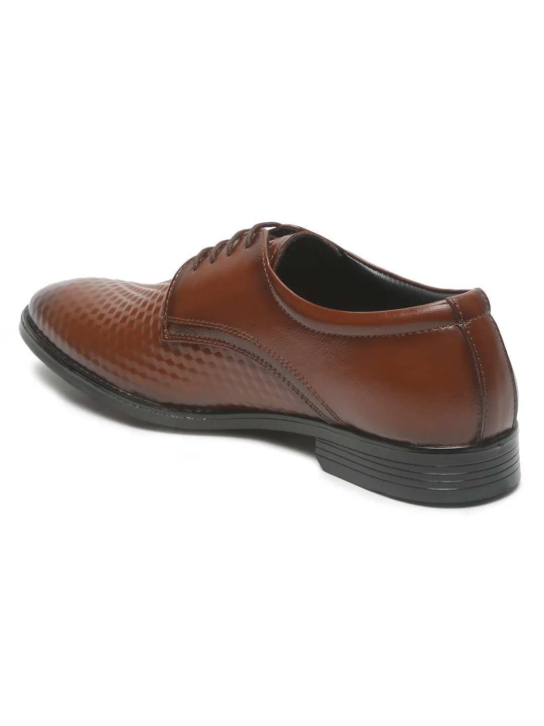 Mens's Brown Patterned Texture Leather Formal Shoes