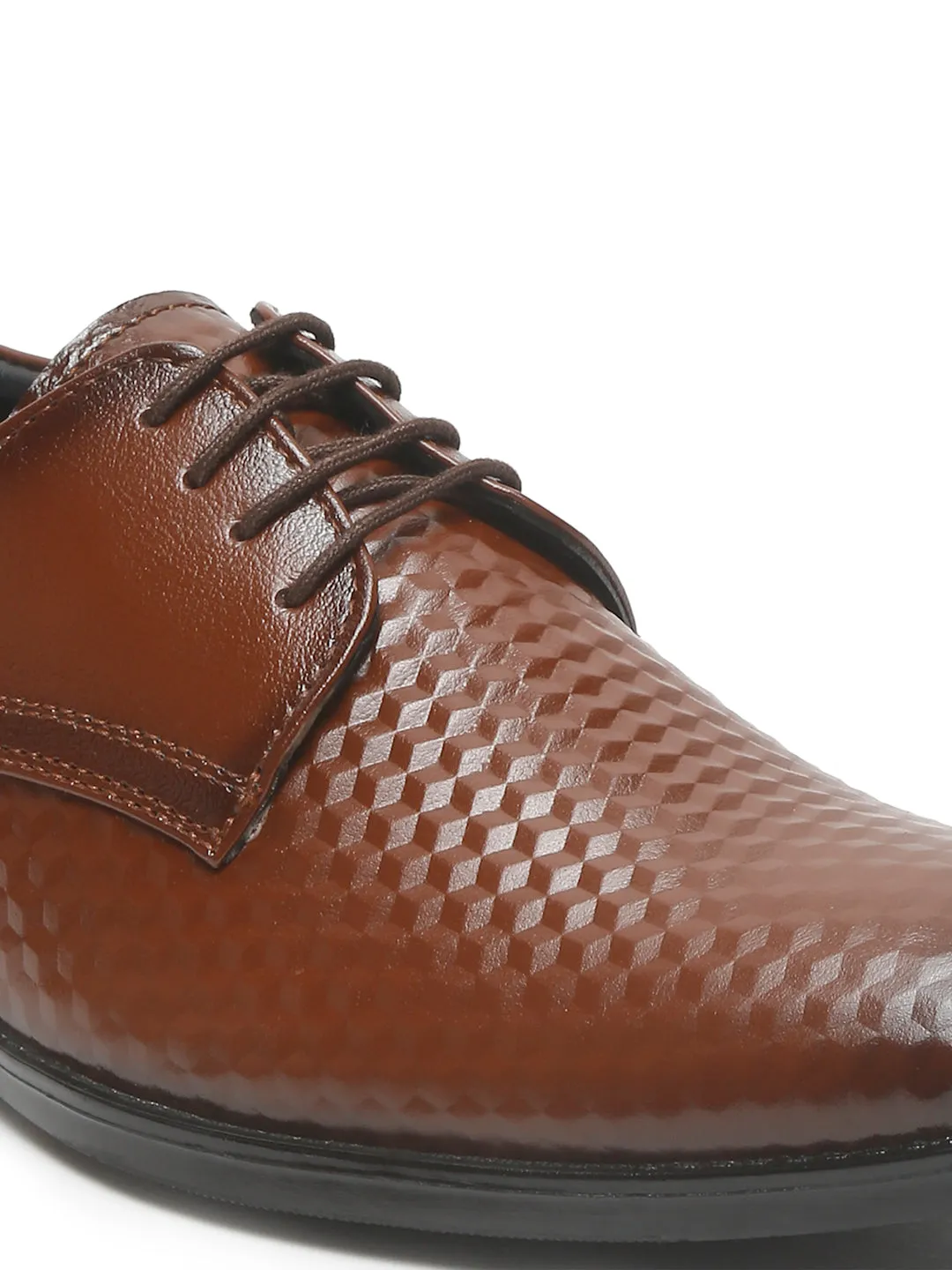 Mens's Brown Patterned Texture Leather Formal Shoes