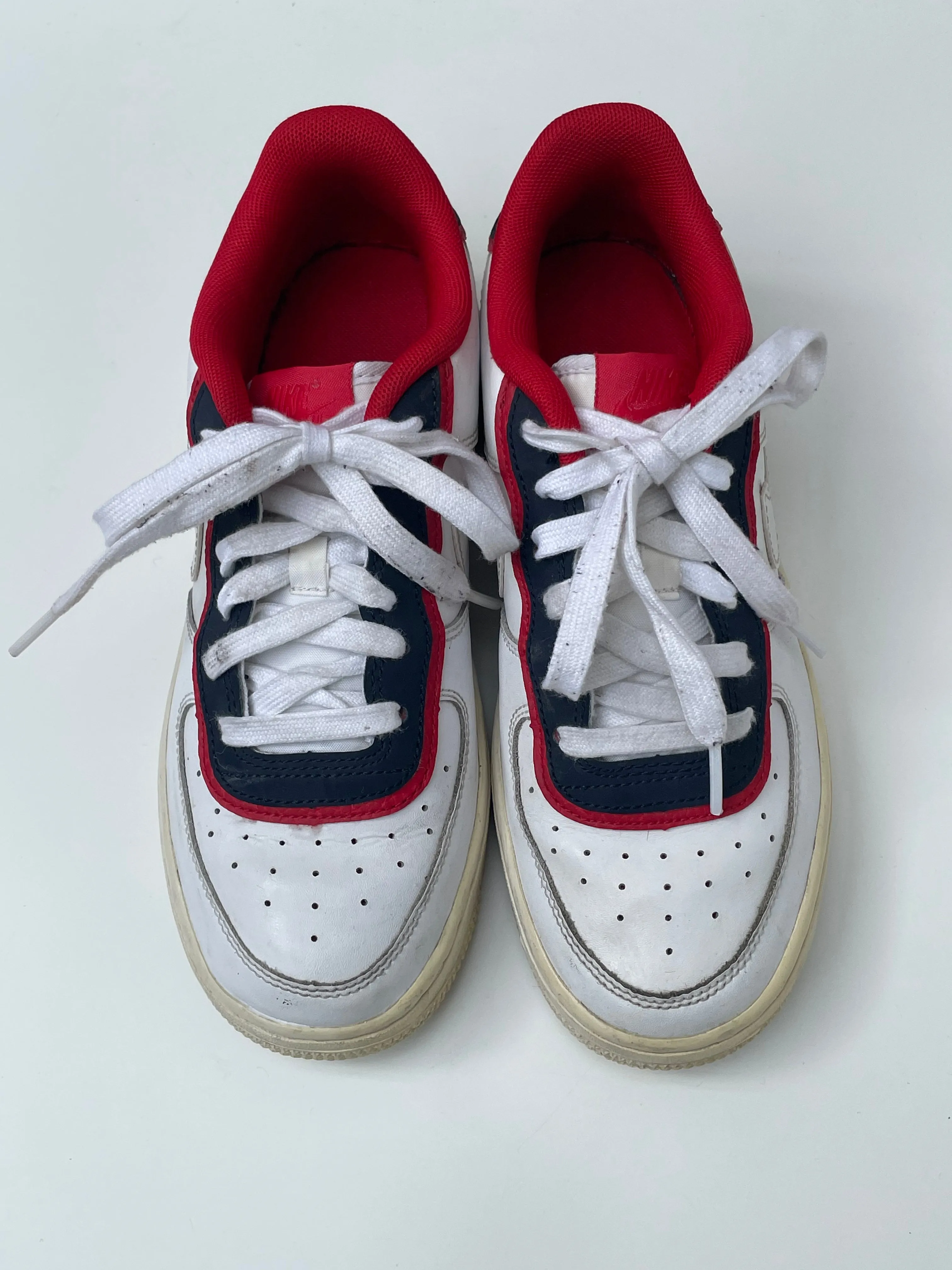 Nike Air Force 1 DBL White Red Obsidian Low Sneakers