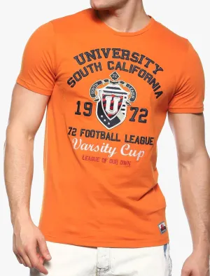 Odyssey Varsity Crew Neck T-Shirt in Orange