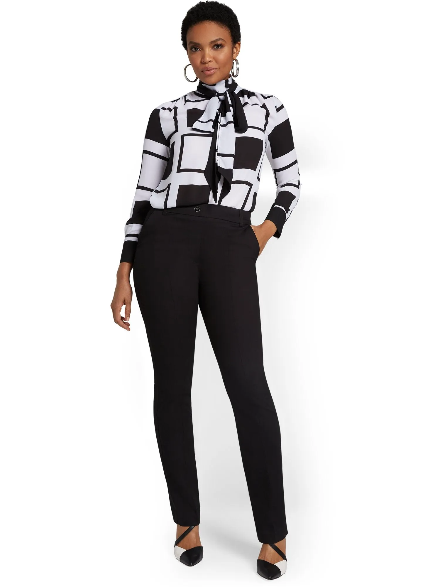 Petite High-Waisted Straight-Leg Pant - NY&Chic Collection