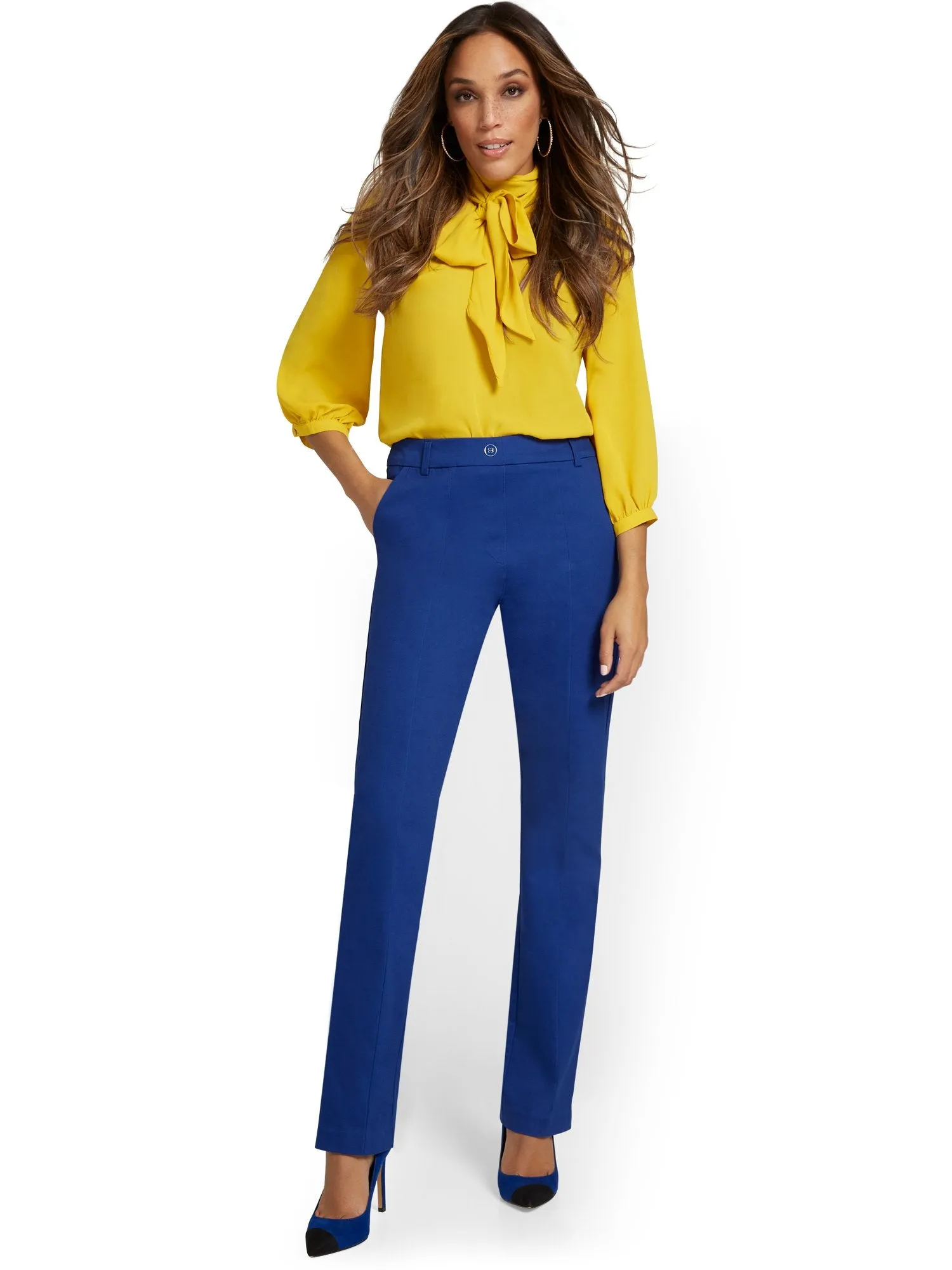 Petite High-Waisted Straight-Leg Pant - NY&Chic Collection