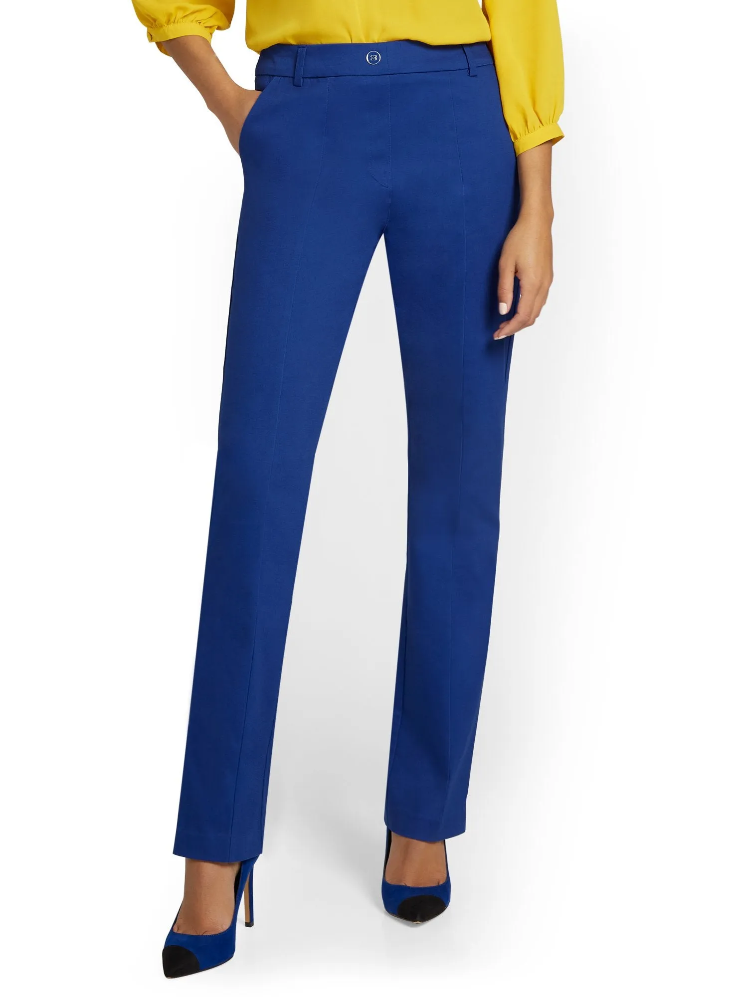 Petite High-Waisted Straight-Leg Pant - NY&Chic Collection