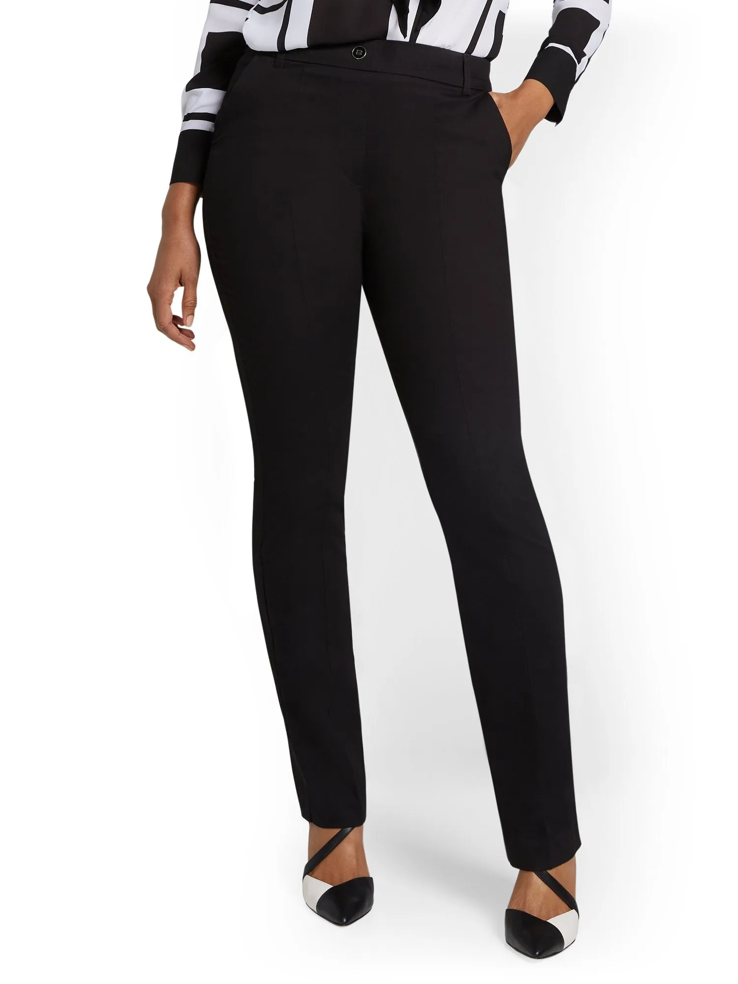 Petite High-Waisted Straight-Leg Pant - NY&Chic Collection