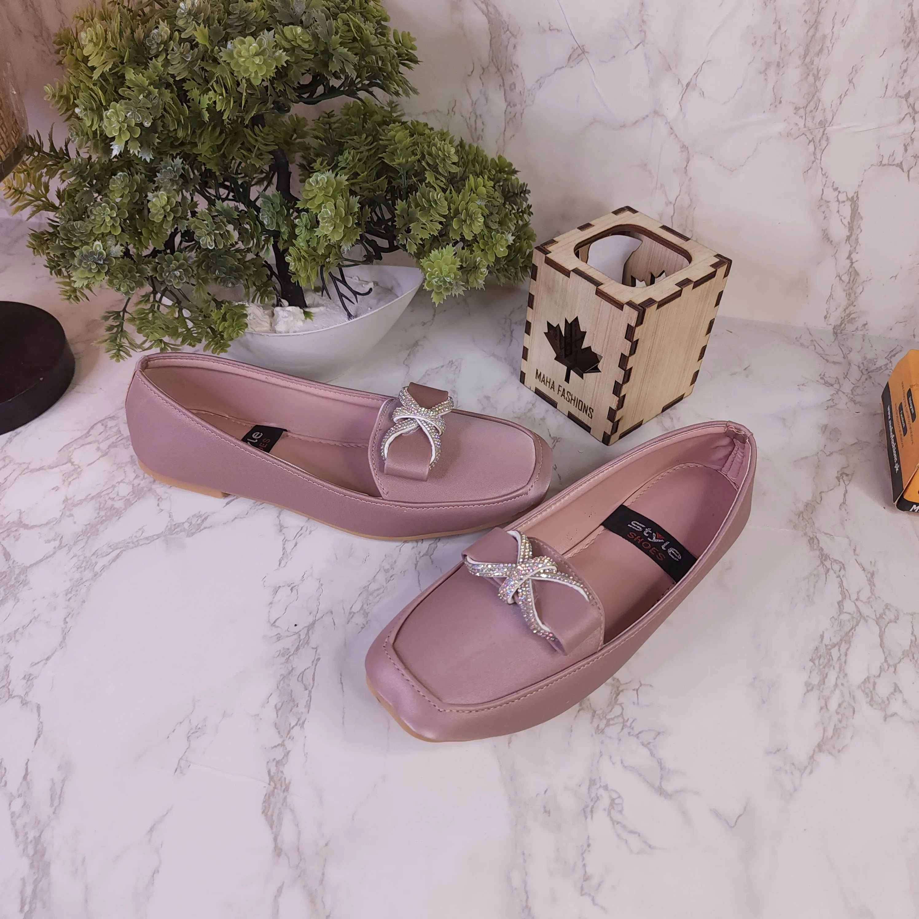 Pink Buckle Loafers