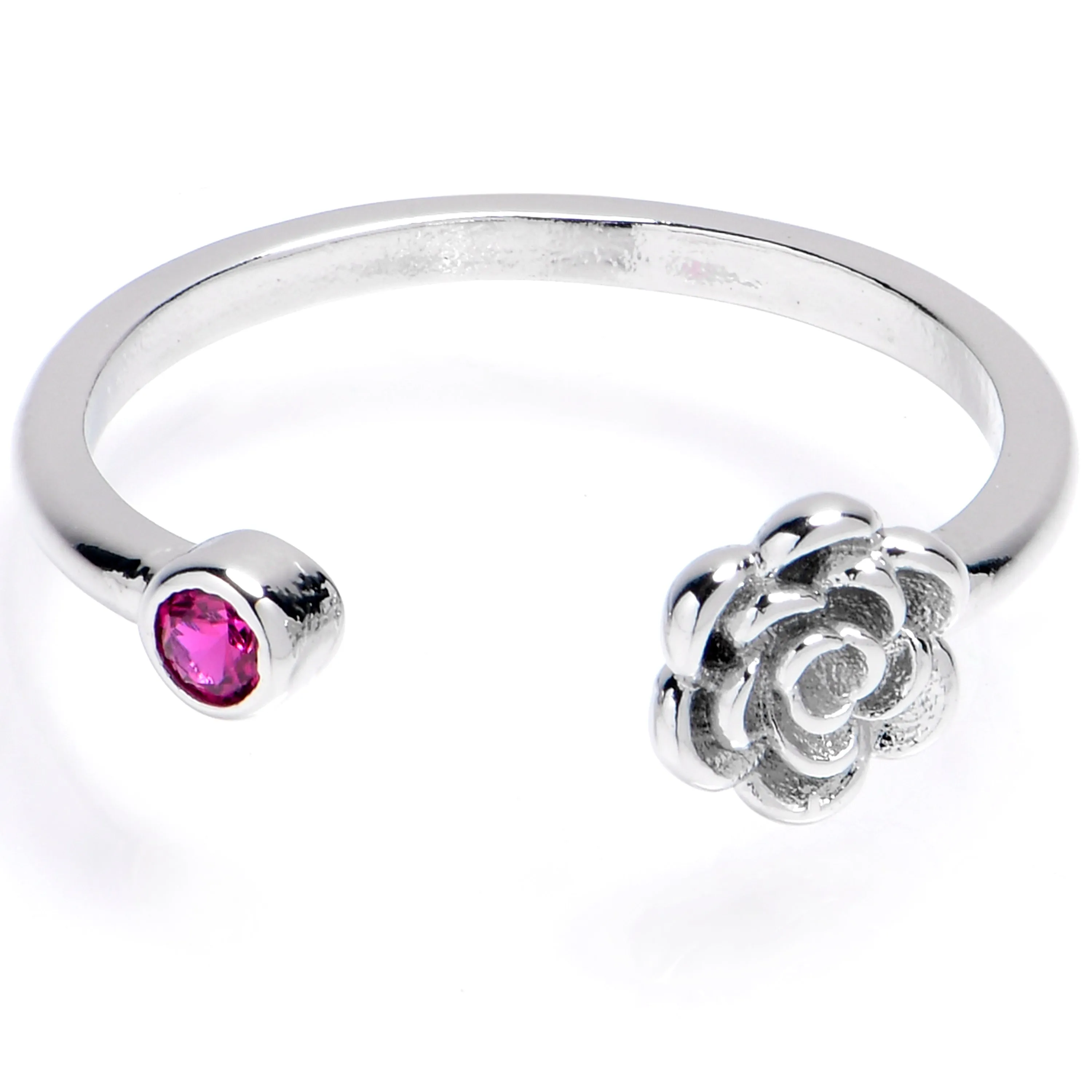 Pink Gem Flower Adjustable Toe Ring