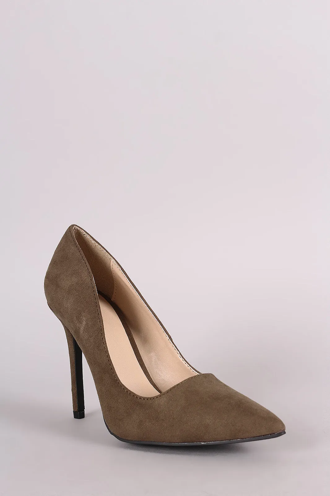 Qupid Suede Pointy Toe Pump