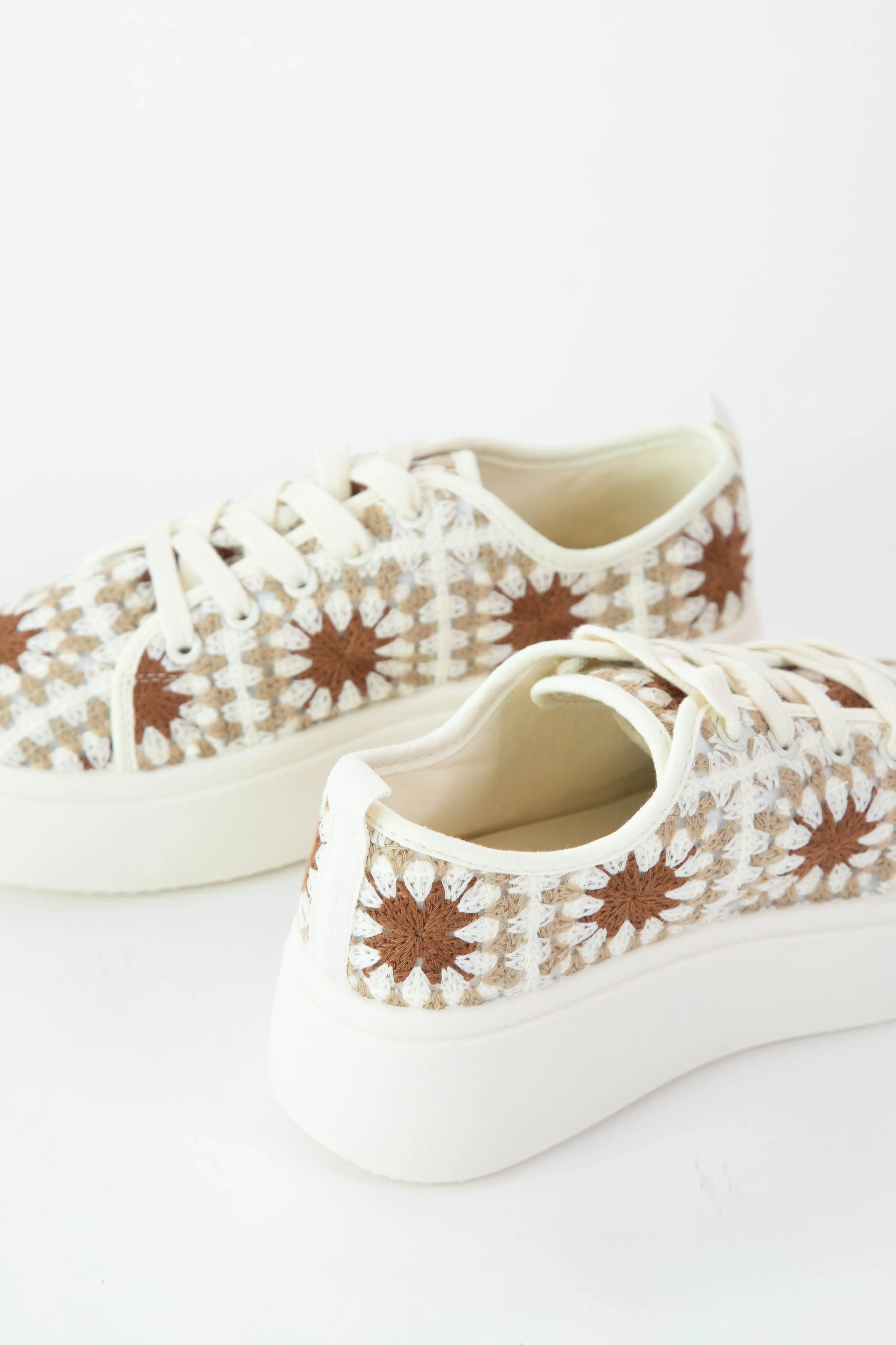 Rambling Crochet Sneaker, Cream Multi | Dirty Laundry