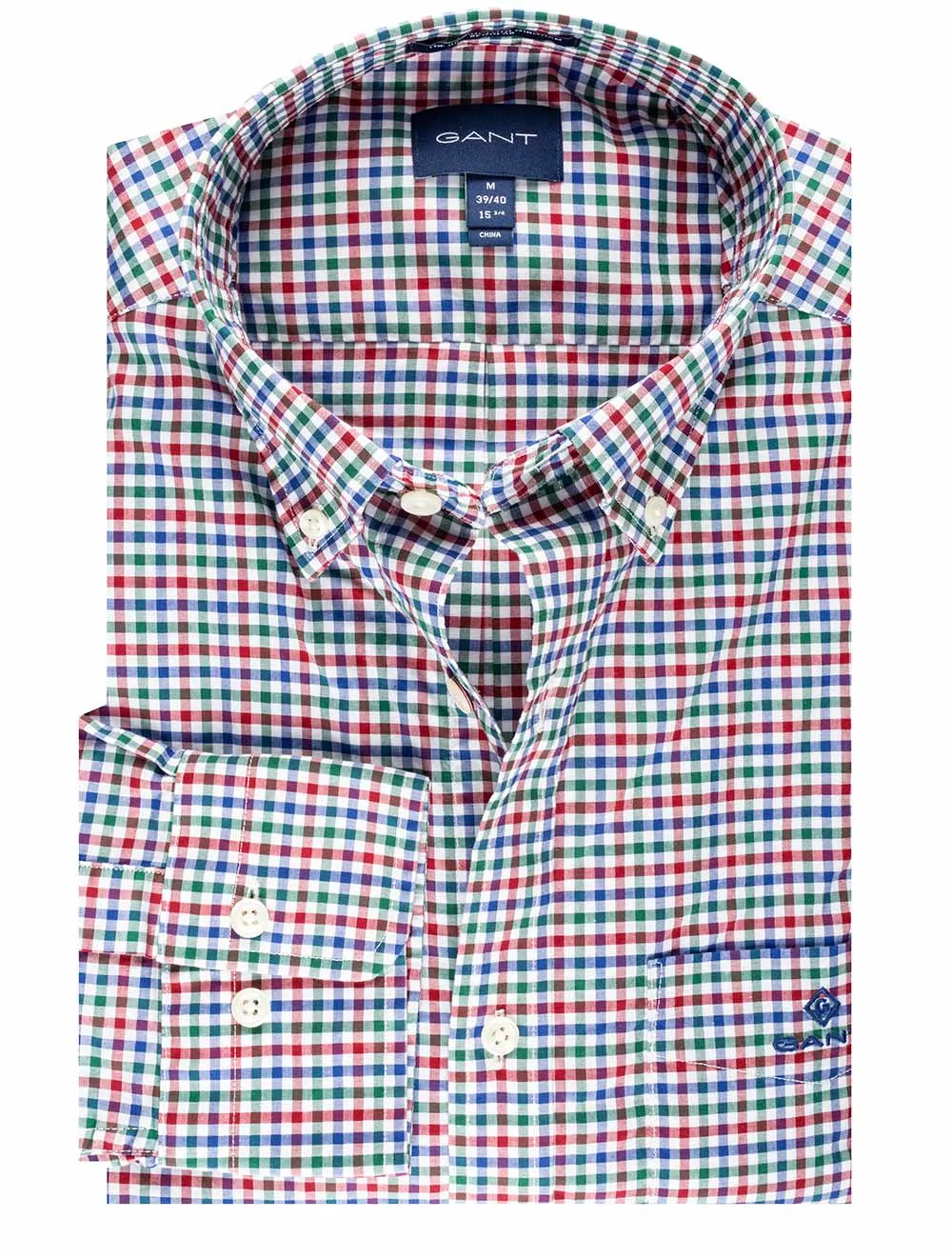 Regular Fit 3-Color Gingham Broadcloth Shirt Mahogany Red