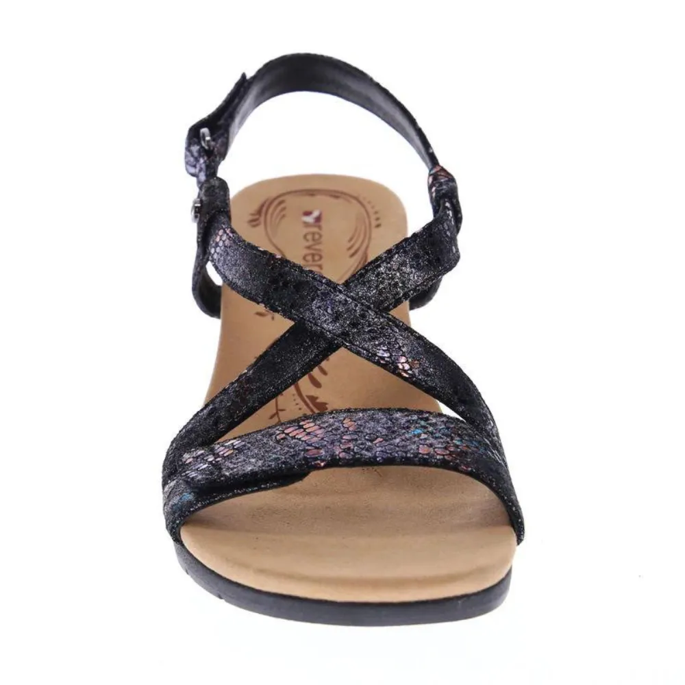 Revere Luxor Black Metallic Wedge Sandal (Women's)