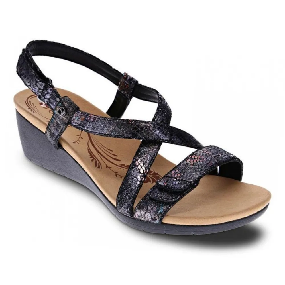 Revere Luxor Black Metallic Wedge Sandal (Women's)