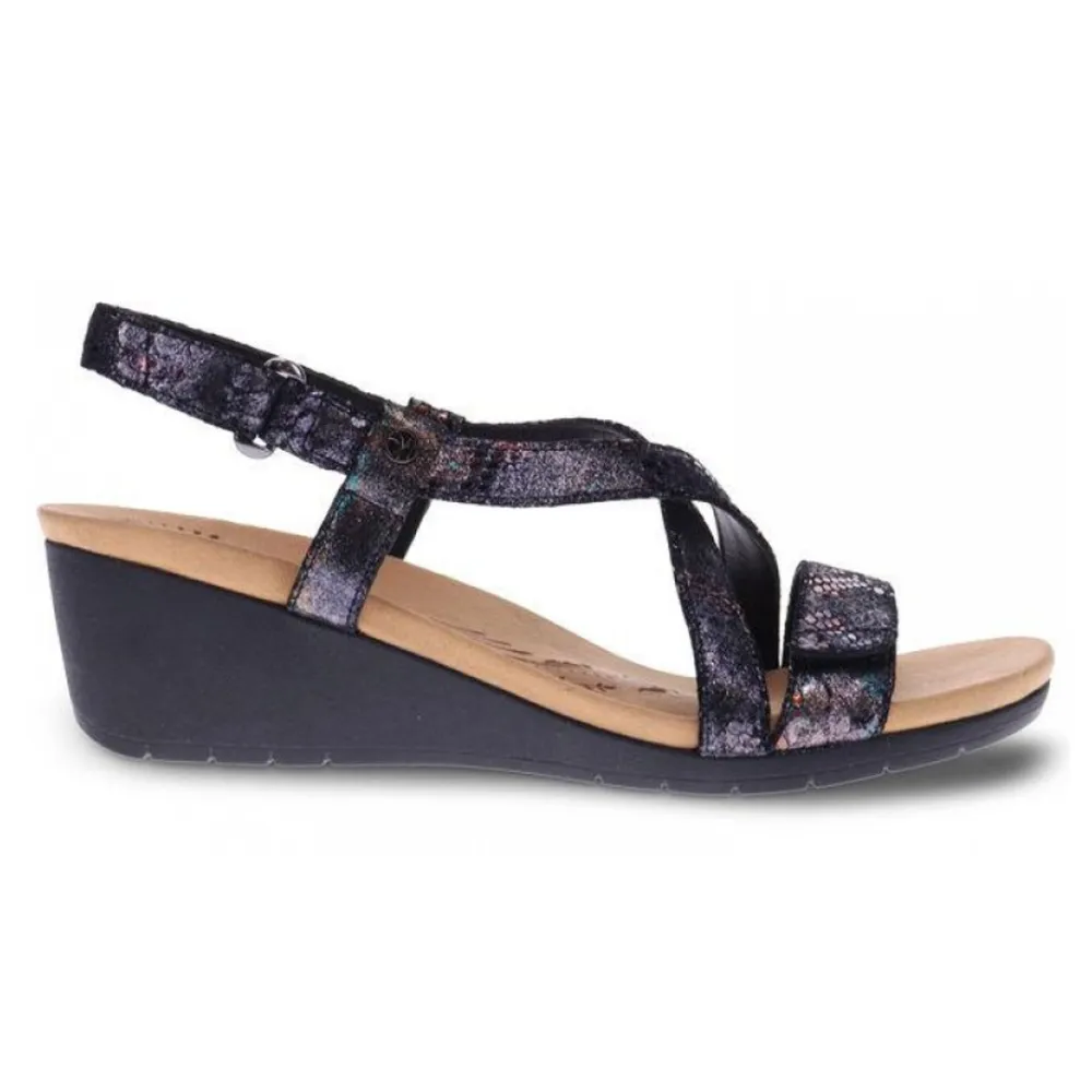 Revere Luxor Black Metallic Wedge Sandal (Women's)