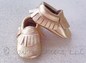 SALE Leather Gold Moccasins