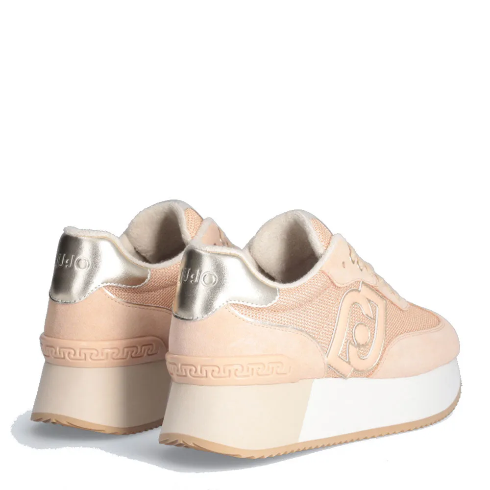 Scarpe Donna LIU JO Sneakers Dreamy 02 in Suede e Brighty Mesh Papaya e Light Gold