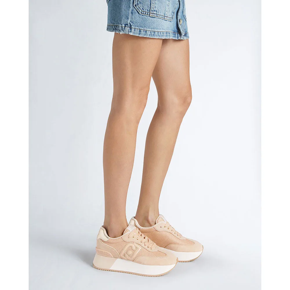 Scarpe Donna LIU JO Sneakers Dreamy 02 in Suede e Brighty Mesh Papaya e Light Gold