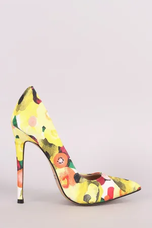 Shoe Republic LA Abstract Floral Pointy Toe Stiletto Pump