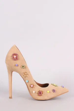 Shoe Republic LA Suede Beadwork Pointy Toe Pump